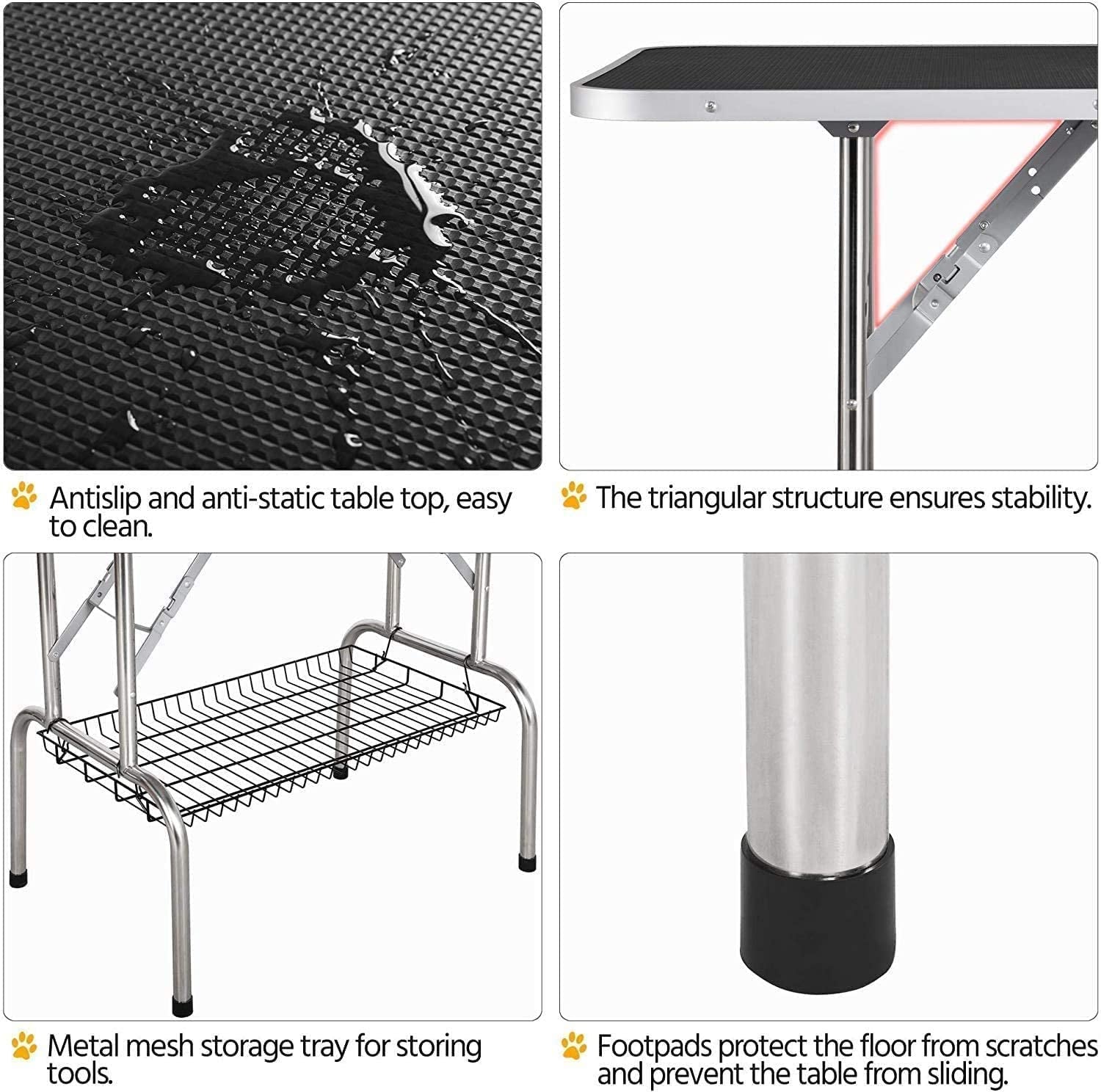 Pet Grooming Table for Large Dogs Adjustable Professional - Portable Trimming Drying Table W/Arm/Noose/Mesh Tray, Maximum Capacity up to 330LB